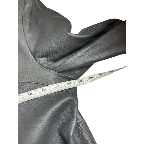 Golden Collection Mens Ash Gray Vintage Button Front Leather Lined Jacket SZ 44 - Picture 8 of 11